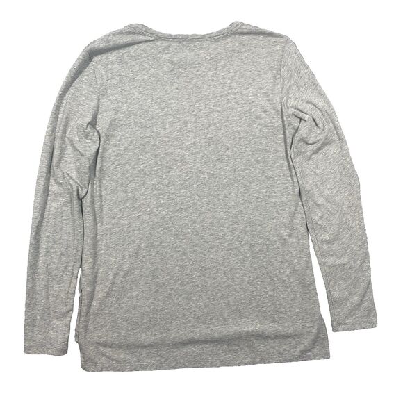 Theory Womens Gray Pima Cotton Long Sleeve Tee Shirt Sz M Made in Peru Basic - Picture 2 of 9